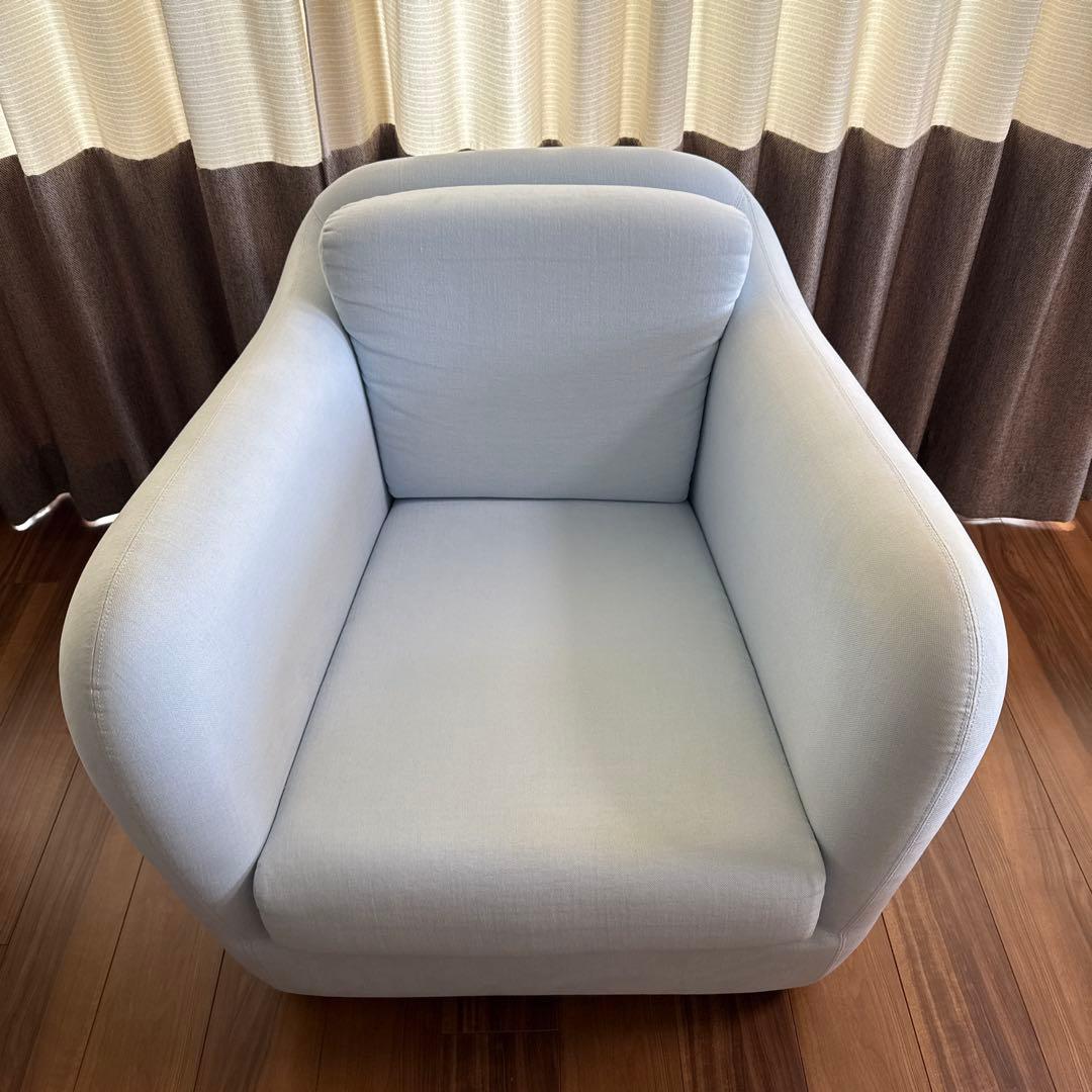 IDEE イデー ミラーソファ 1人掛け／ナチュラル×北欧デザイン/水色