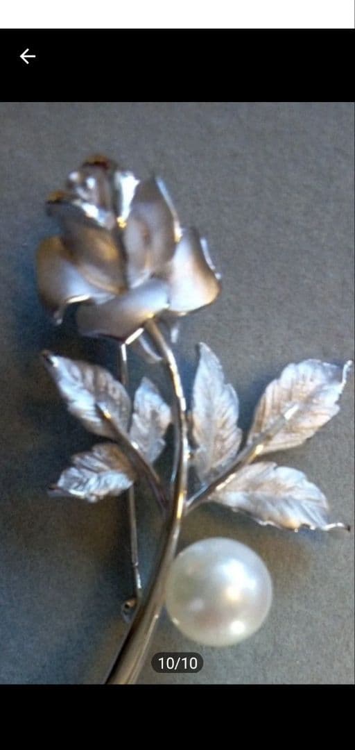 バラと真珠のブローチペンダントヘッド Silver925 ジュエリーツツミ