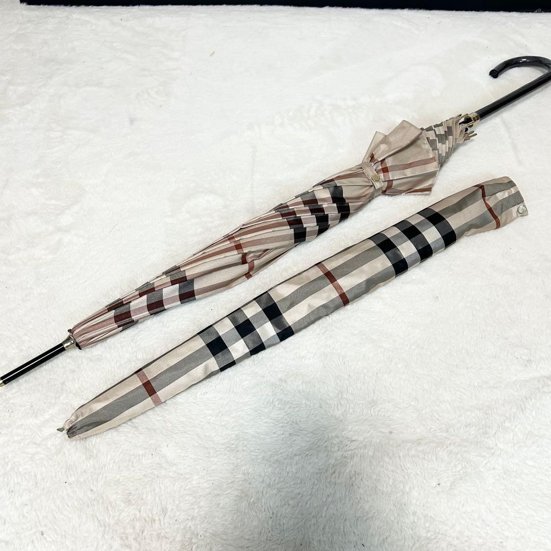 美品❗️BURBERRY 長傘　メガチェック　ノバチェック　雨傘　バーバリー
