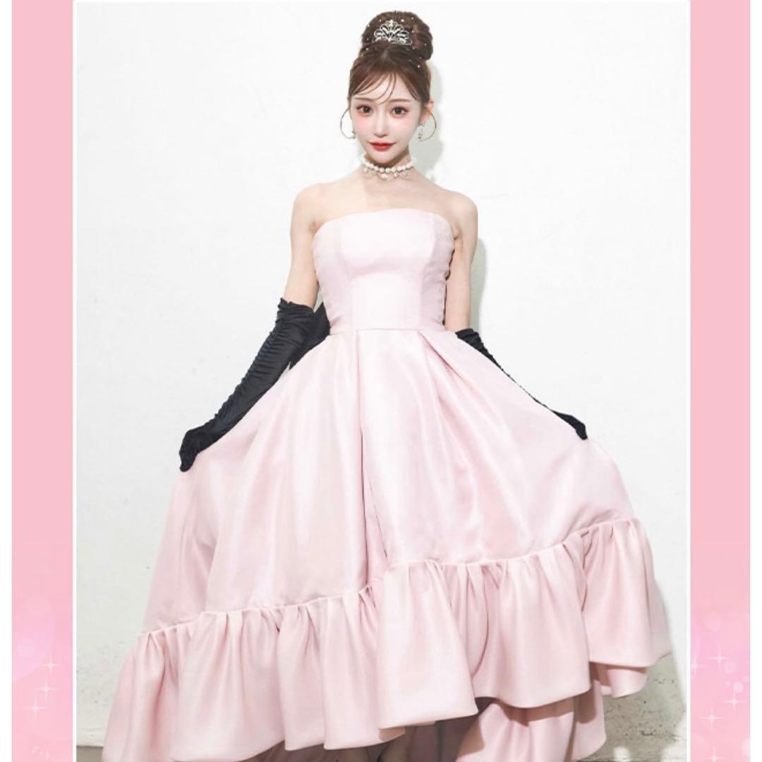 バースデー バックリボン ベア ゴージャス フリルテール Aラインロングドレス