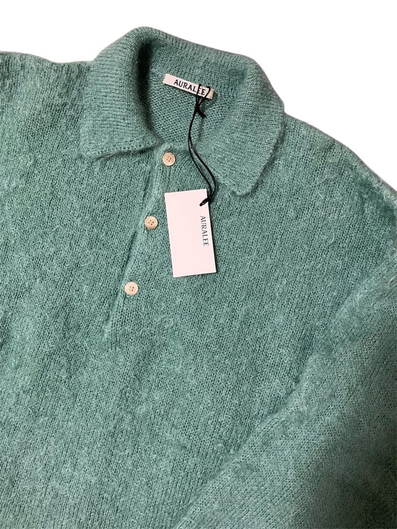 【AURALEE】BRUSHED SUPER KIDMOHAIRニットポロ
