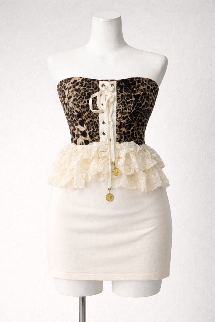 d.i.a. ダイヤ ワンピース ベアトップ 豹柄　レース ギャル ミニワンピ