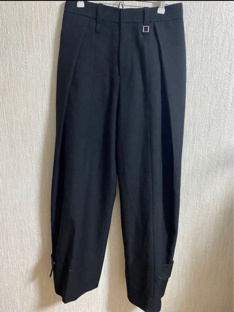 WOOYOUNGMI ブラック　Folding ワイド スラックス