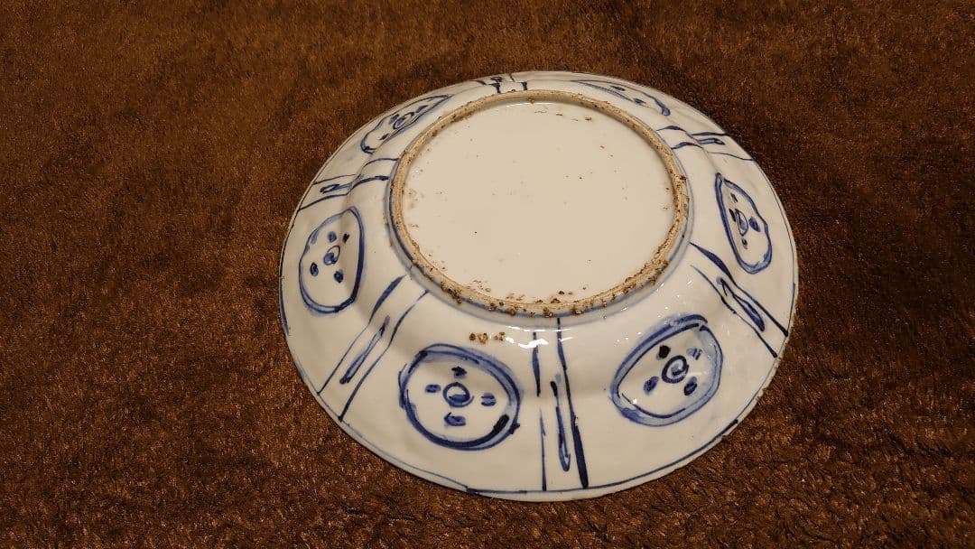 古染付　李朝　古玩　鳥の図　中皿　１客