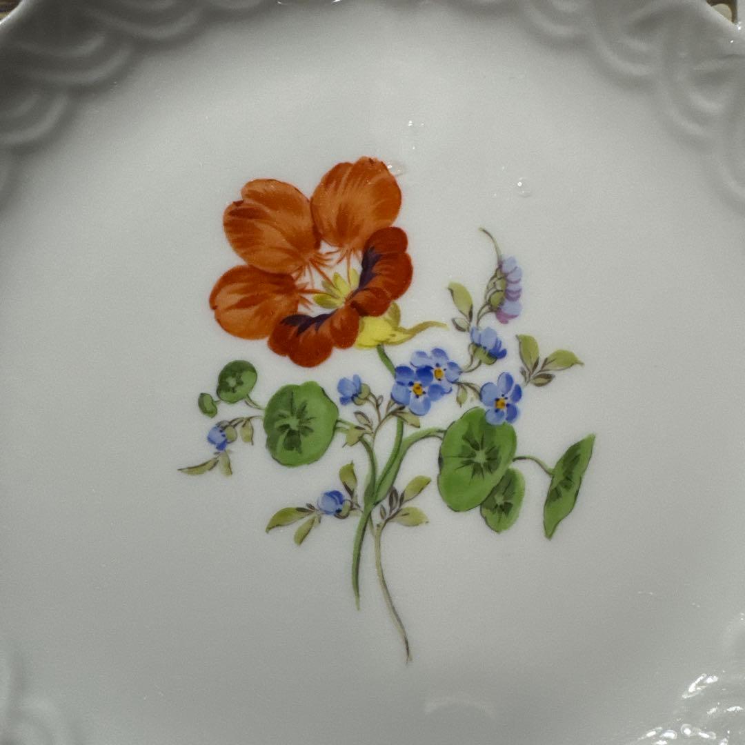 マイセン MEISSEN ピンクローズ 透かしプレート 飾り皿