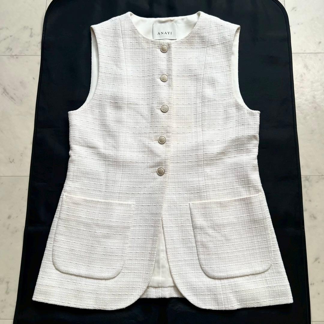 定価6万 ANAYI 2023 コットンオックスパッチポケットジレ 白 38