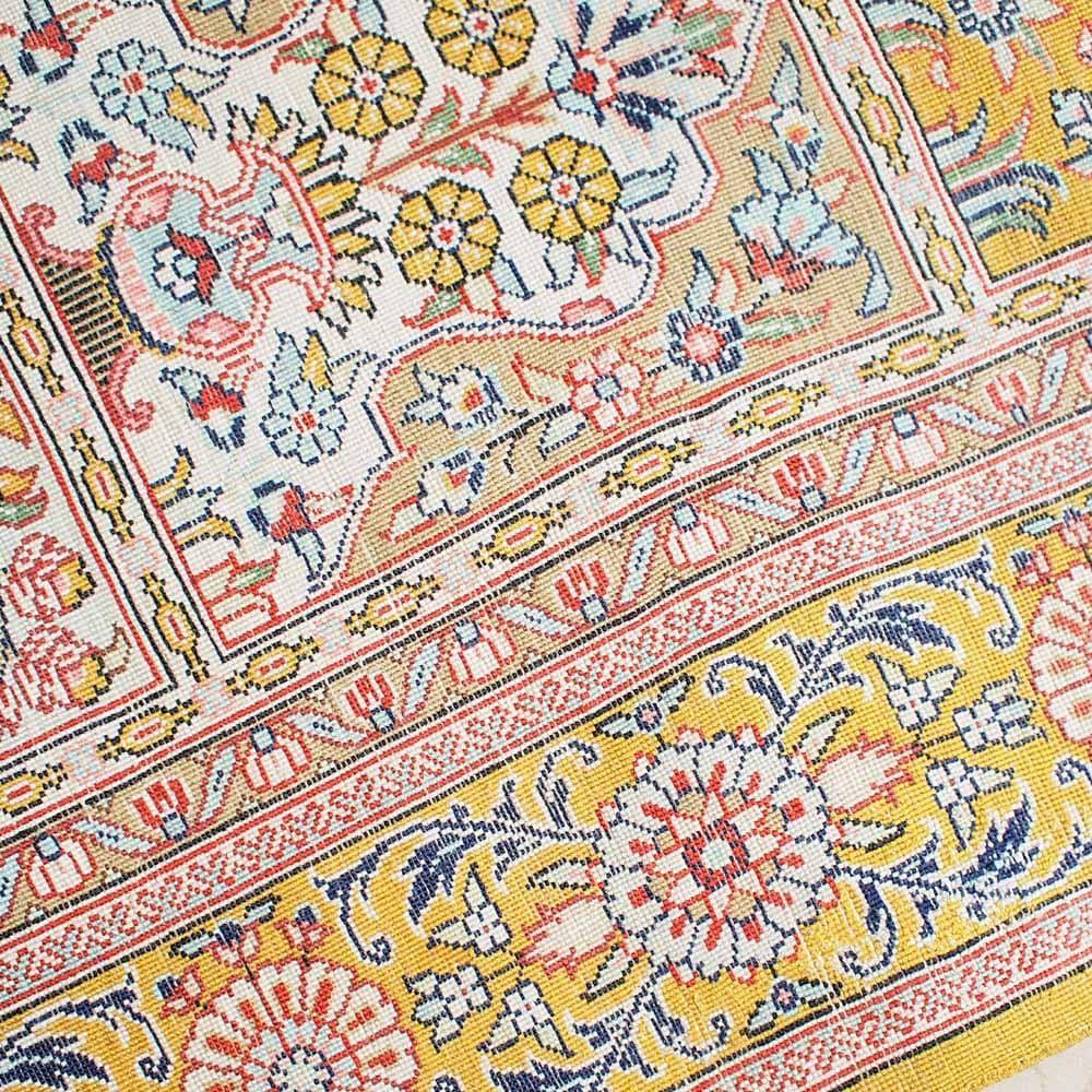 ペルシャ絨毯 マスタードカラー 71cm × 123cm 玄関ラグZR24236