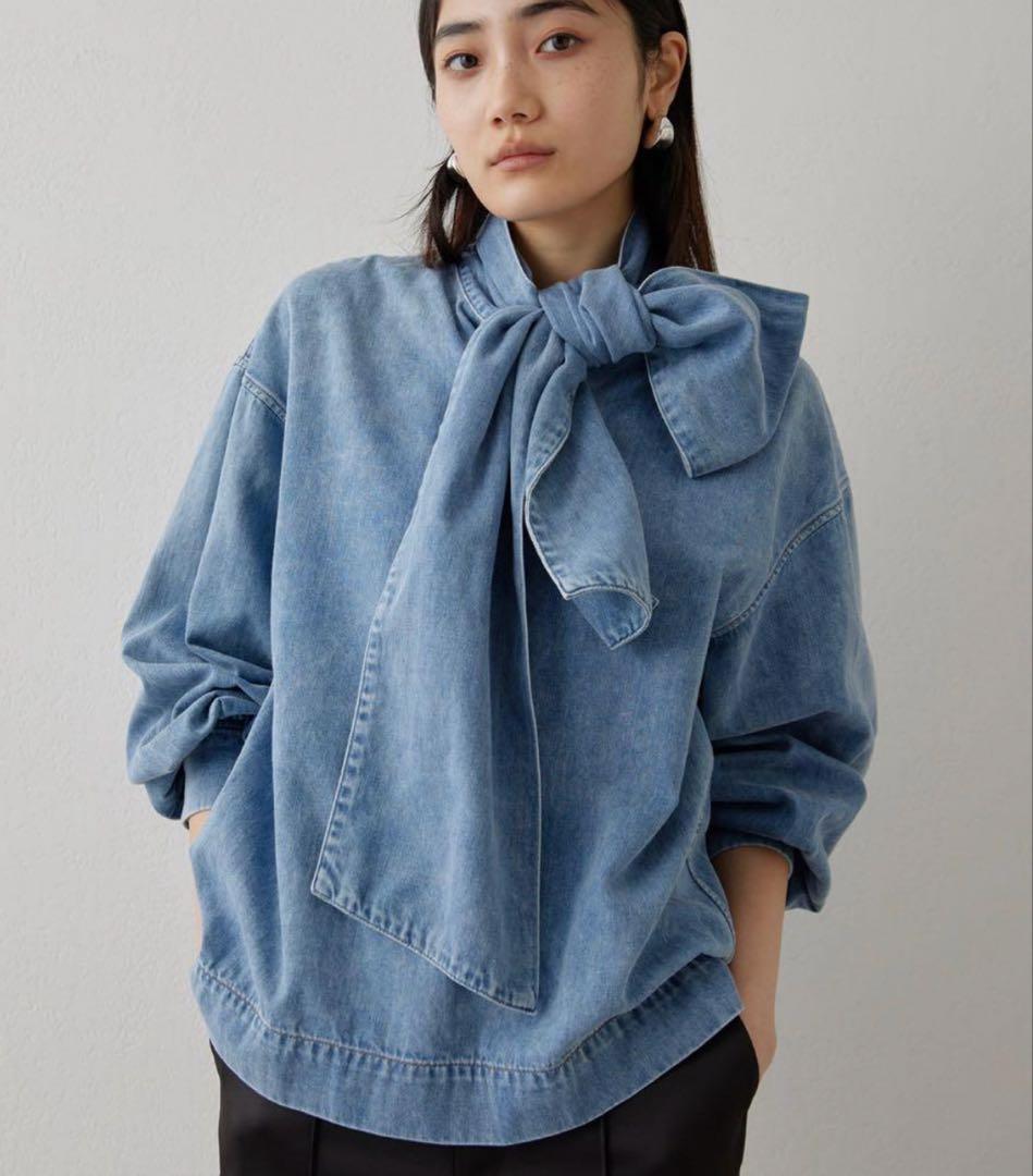 【Whim Gazette】DENIM ボウブラウス ボウタイ