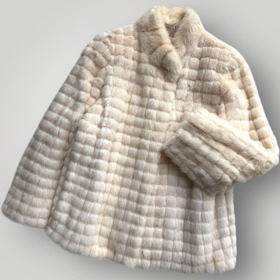 本毛皮☆ホワイトミンク MINK ファーコート SilverBlu 毛艶◎