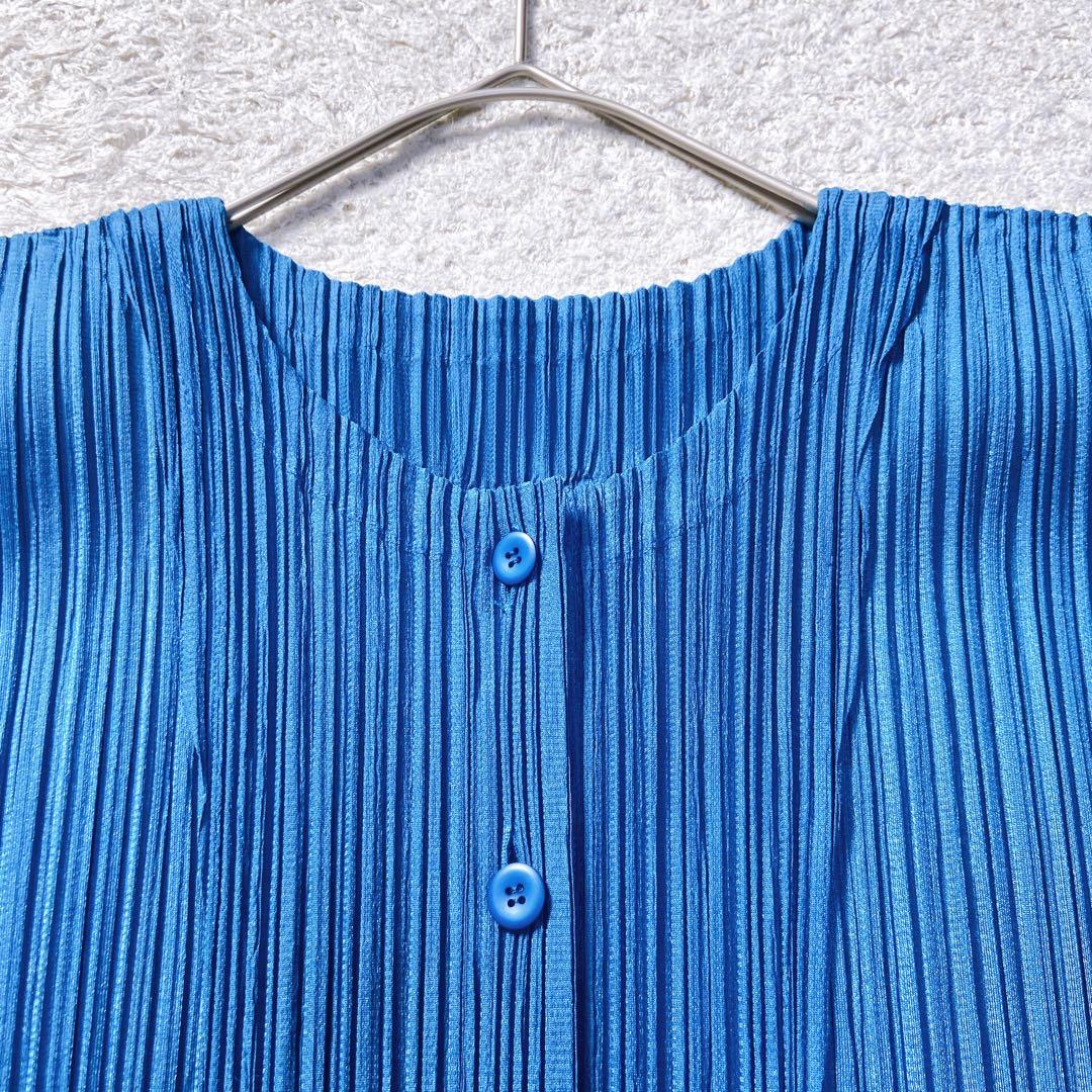 プリーツプリーズ　イッセイミヤケ　クルーネックカットソー　ブルー　size3