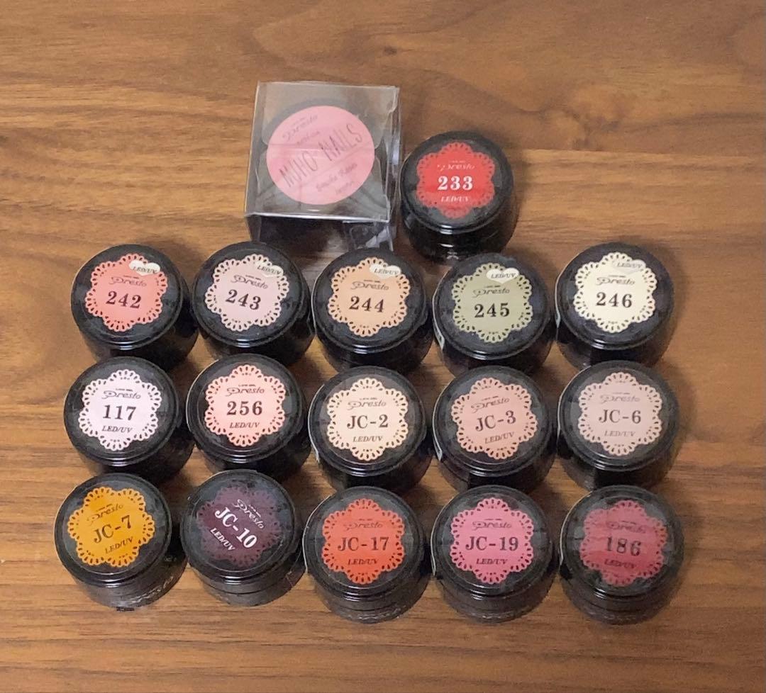 ✼•【全て新品未開封】プレスト　カラージェル17色セット　おまけ付き