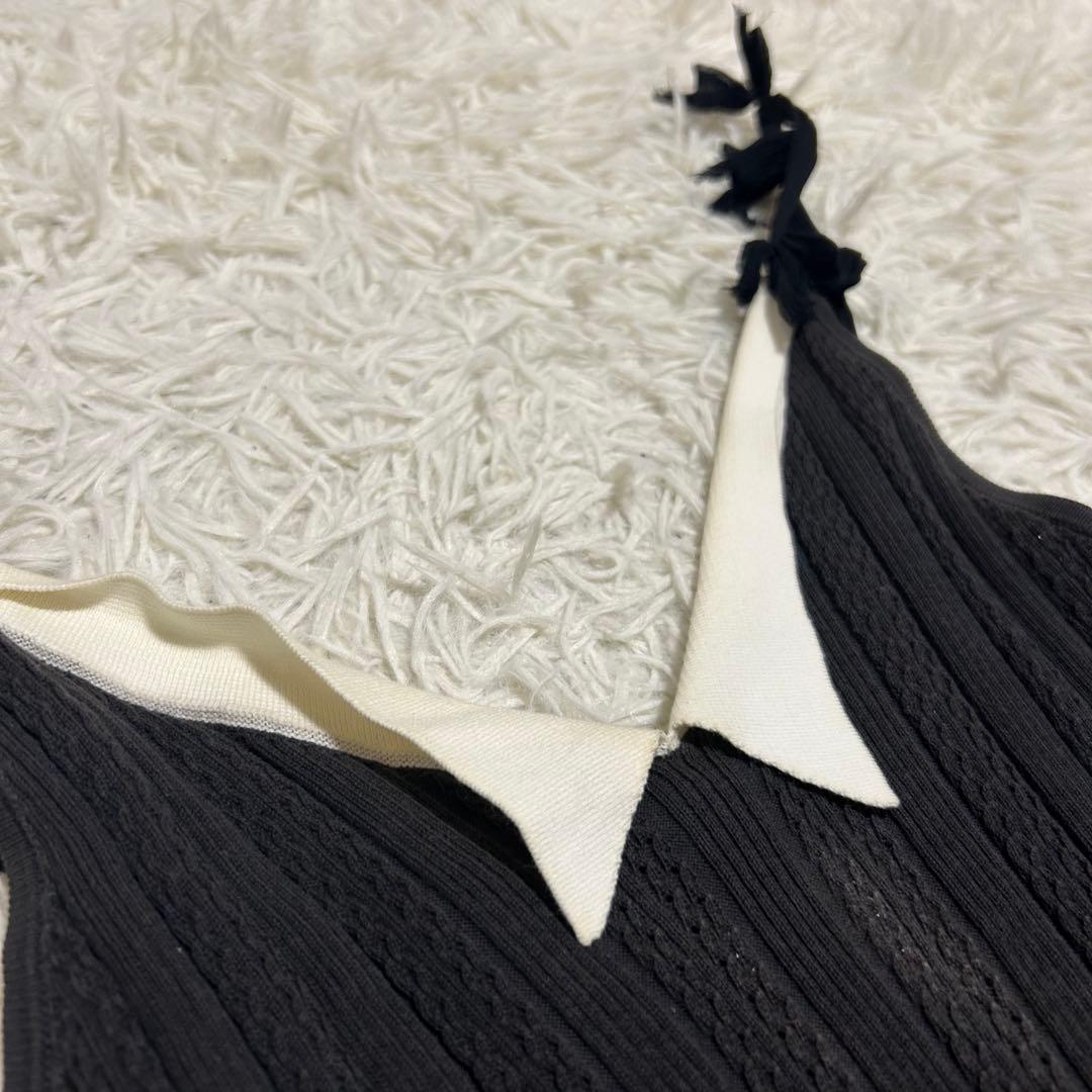 CHANEL シェルロゴプレート リボン 襟付き リブニットキャミソール シルク