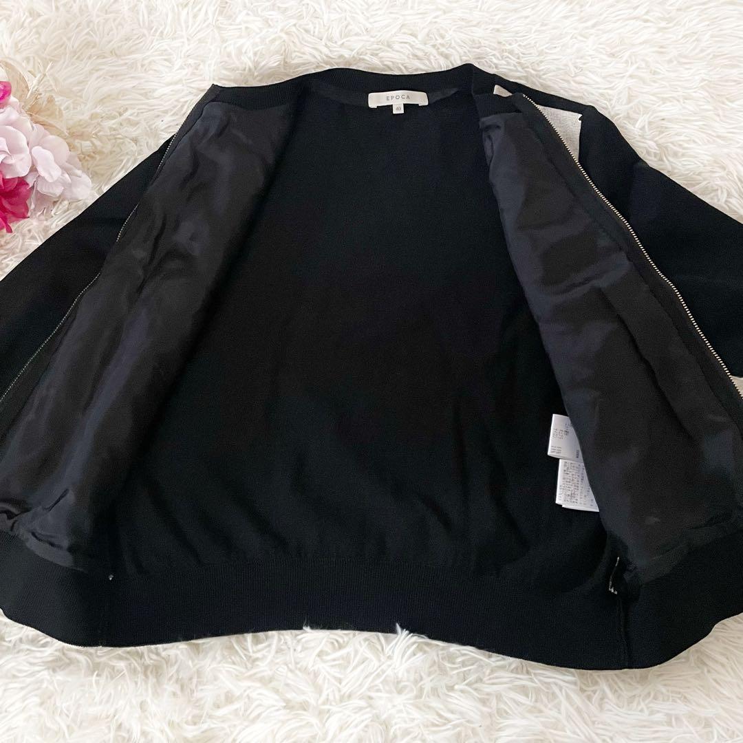 EPOCA エポカ リネン配合 手書き花柄プリント ニットブルゾン カーディガン