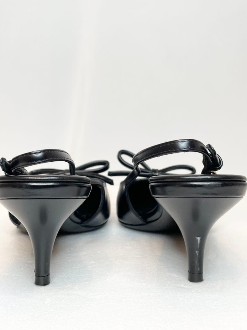 [キズ有り] MiuMiu レザー スリングバック ヒール(38/25cm)