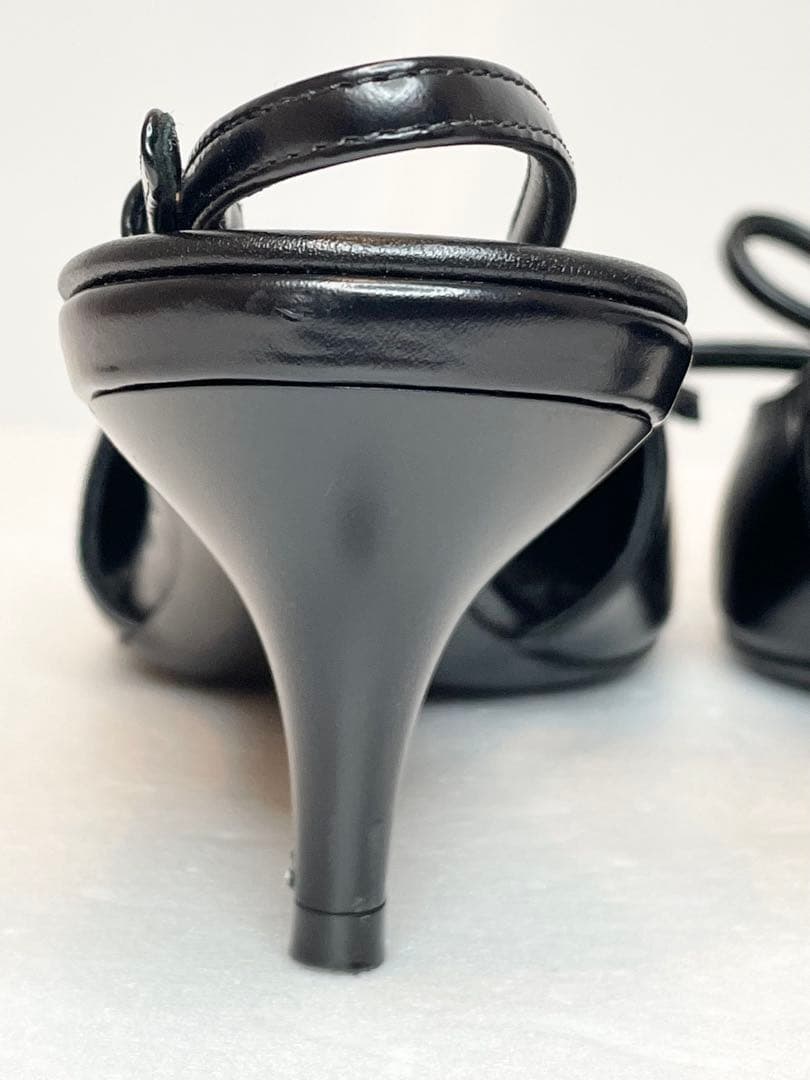 [キズ有り] MiuMiu レザー スリングバック ヒール(38/25cm)