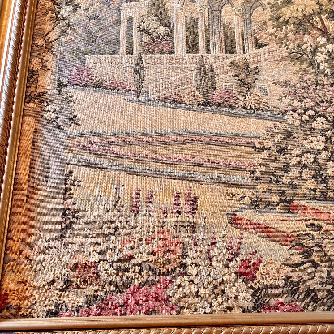 M様ご購入　イタリア製ゴブラン織 ロココ調 風景画、モネ複製画 花瓶の花