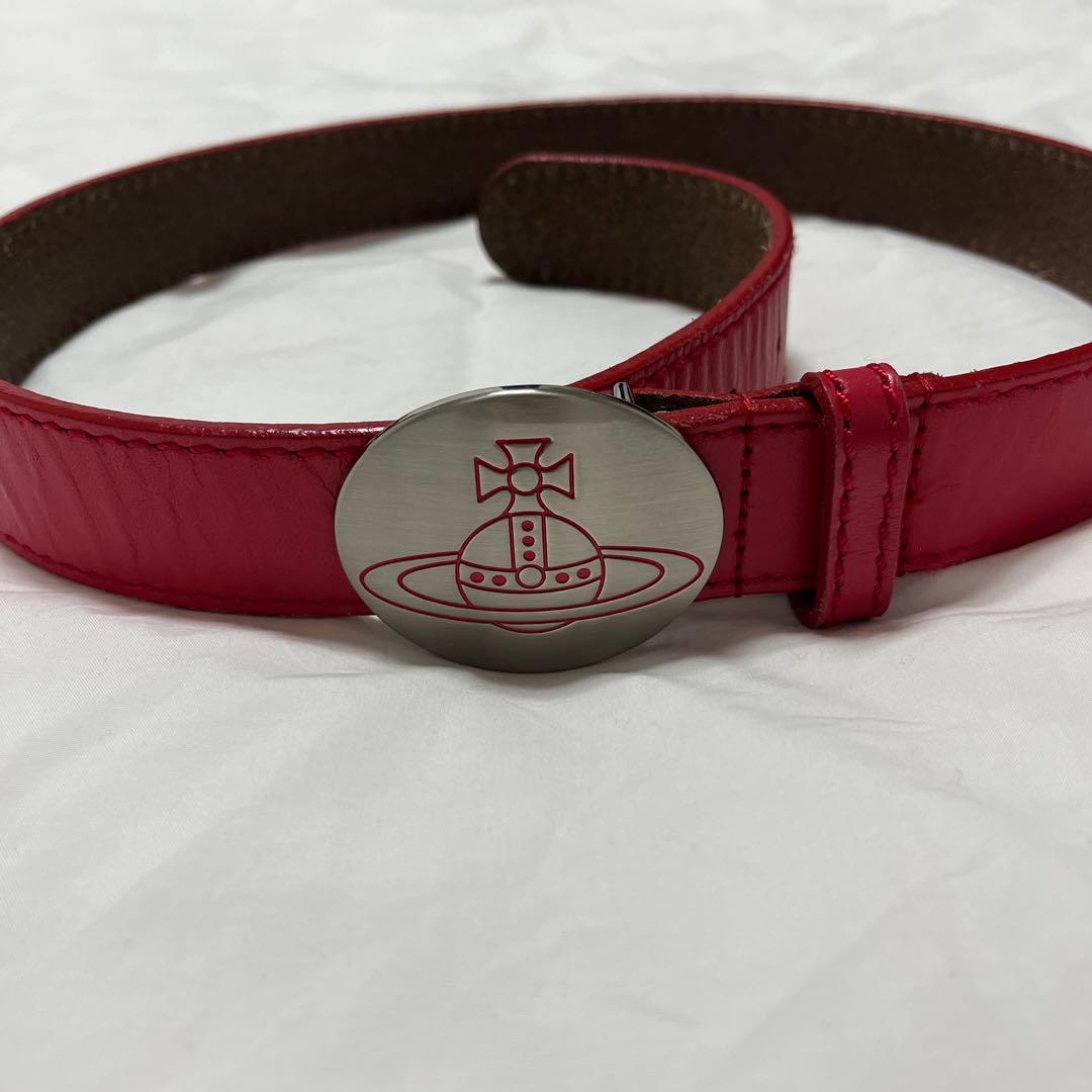 vivienne Westwoodバックル　ベルト　シルバー　レッド　レザー