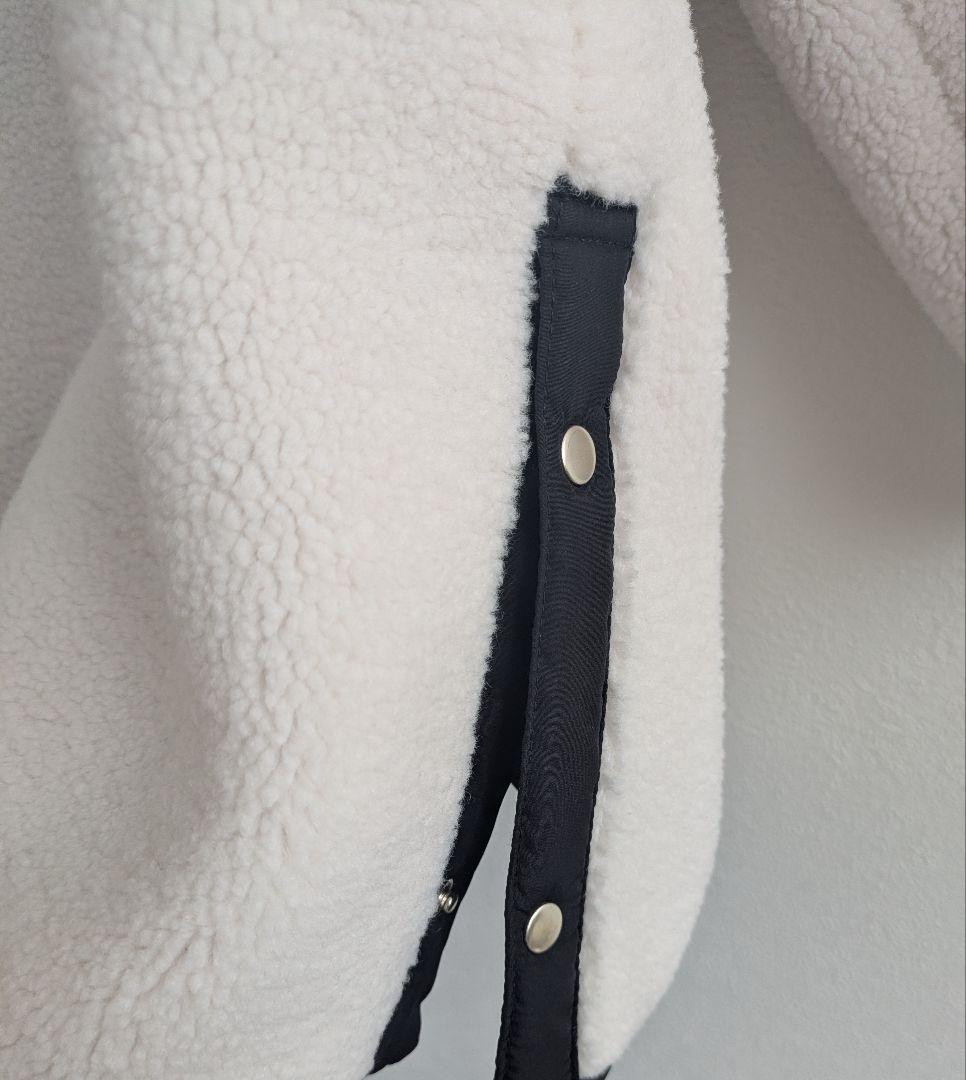 今期未使用【LEE掲載】anyオンワード樫山ボアコートＬ白☓黒