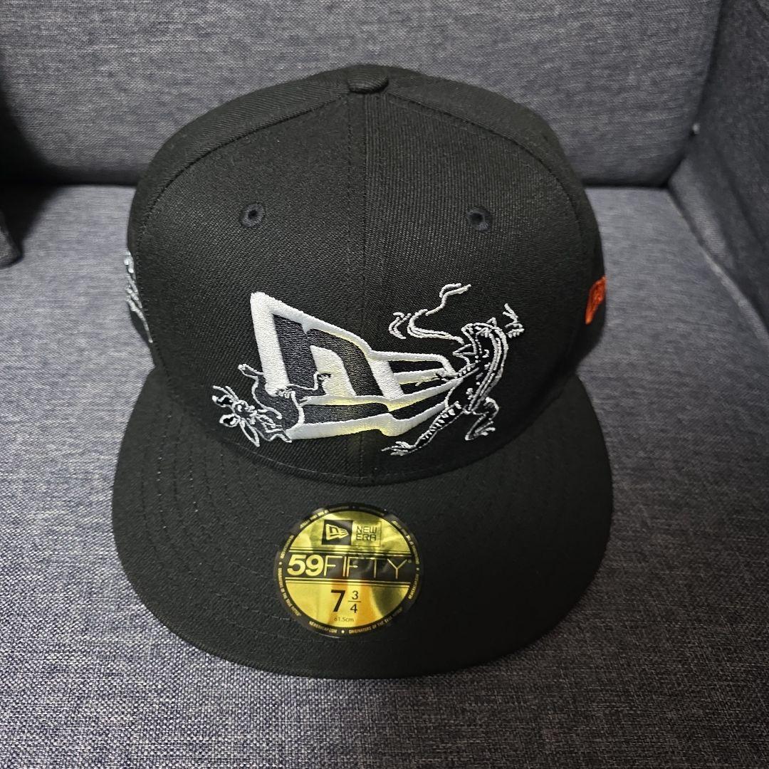 new era 59FIFTY 鳥獣戯画 フラッグロゴ ブラック 7 3/4