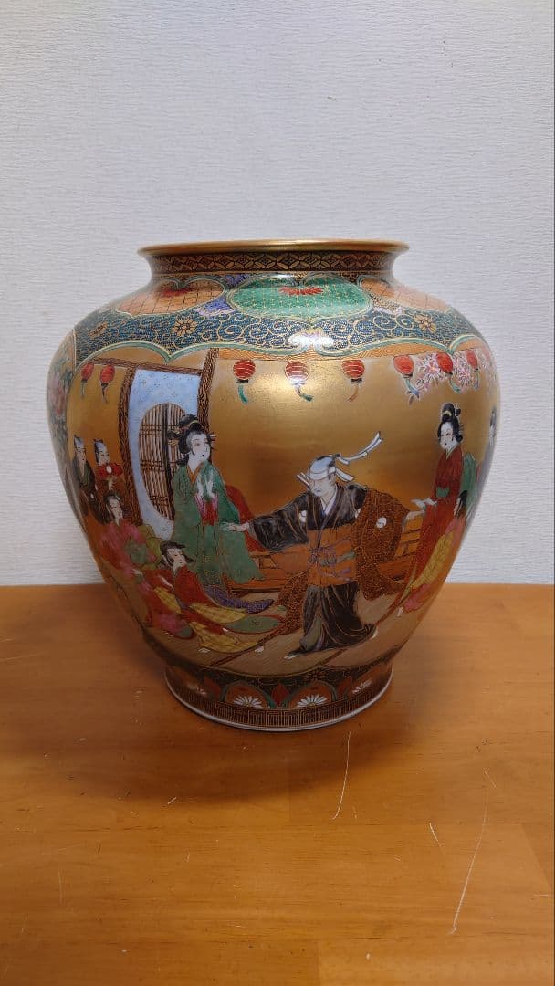 専用　九谷　松月銘　花瓶　忠臣蔵　赤穂浪士　大石内蔵助図