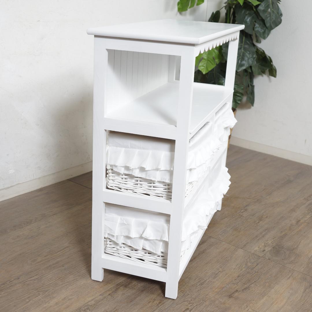 【新品】フリル　バスケット4個　オープンチェスト　ガーリー　アウトレット