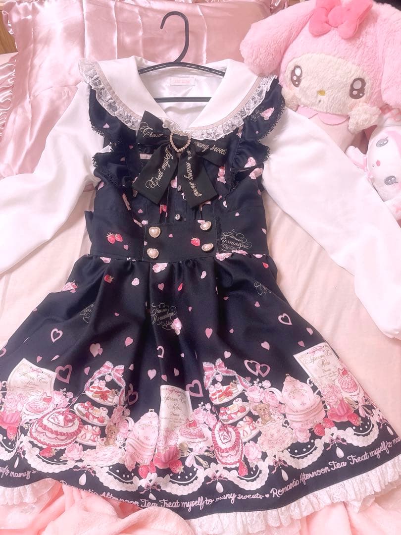 LIZLISA アフタヌーンティー柄 ワンピース　黒