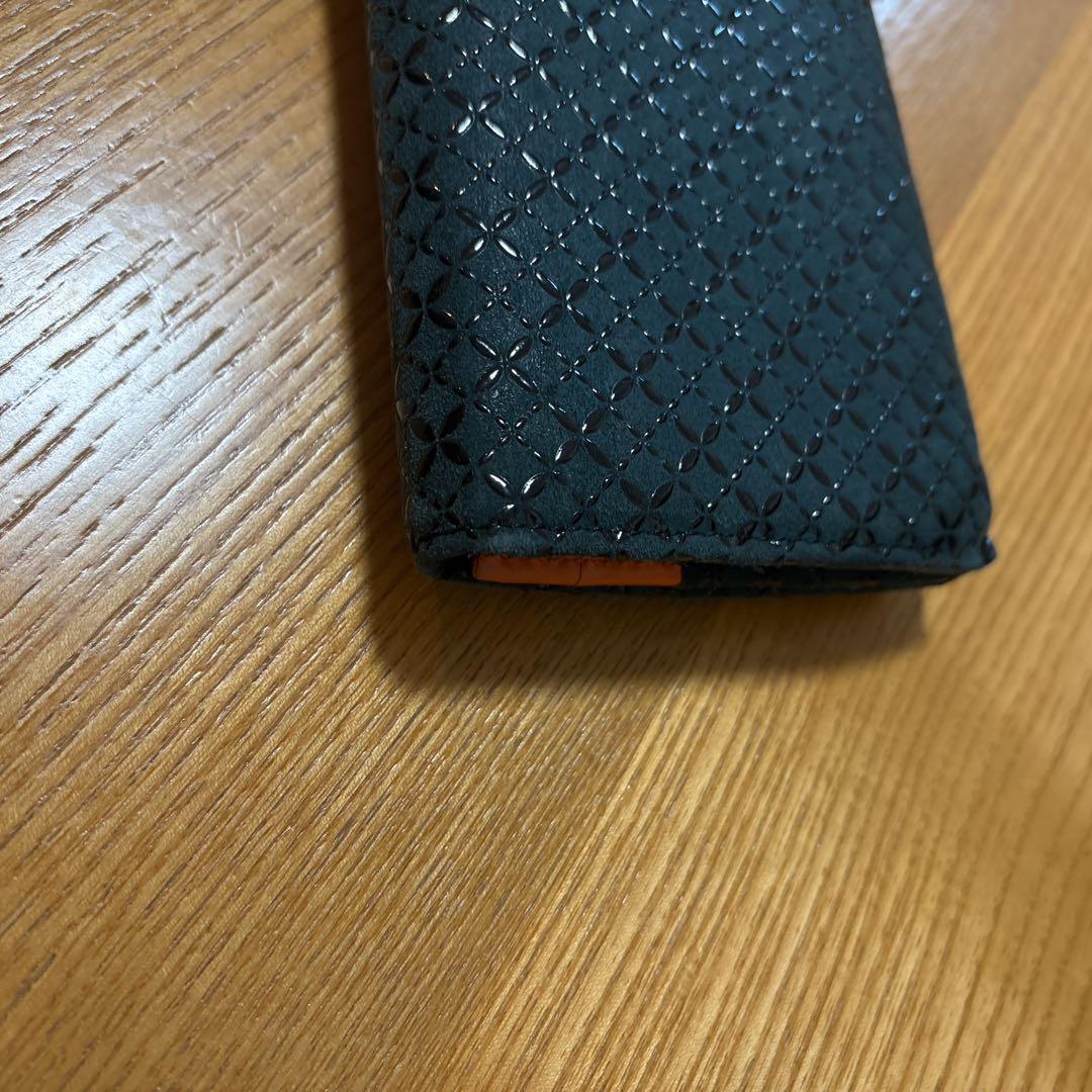 未使用　印傳屋　甲州印傳　ひそか　HISOCA 緑　オレンジ　長財布　七宝繋ぎ