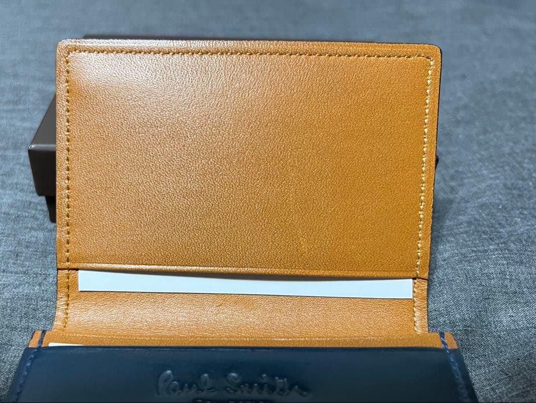 【中古】Paul Smith 名刺入れ　 蝋引きコードバン　美品　ブルーカラー