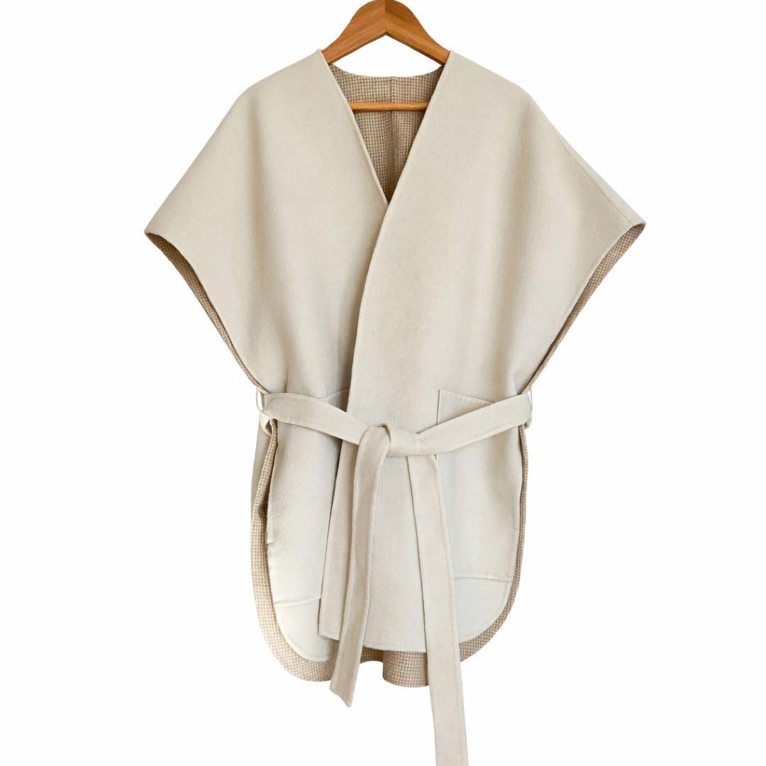 ドゥロワー　ハウンドトゥースリバージレ　23AW　定価15万　アイボリー