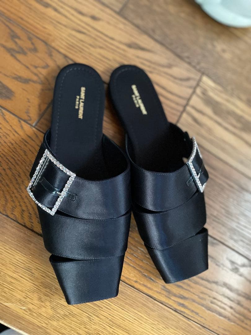 サンローラン 23ss サテン ミュール 41