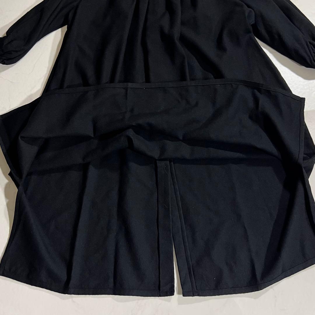 SINME シンメ スモックドレス ウールワンピース ブラック黒 ロング マキシ