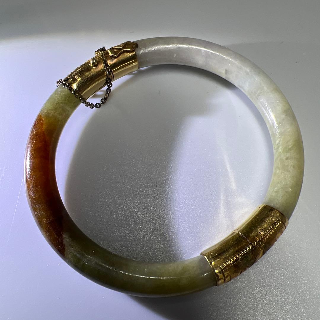 14K刻印　翡翠バングル　31g 東Y8-0109☆2Fトヒチサ