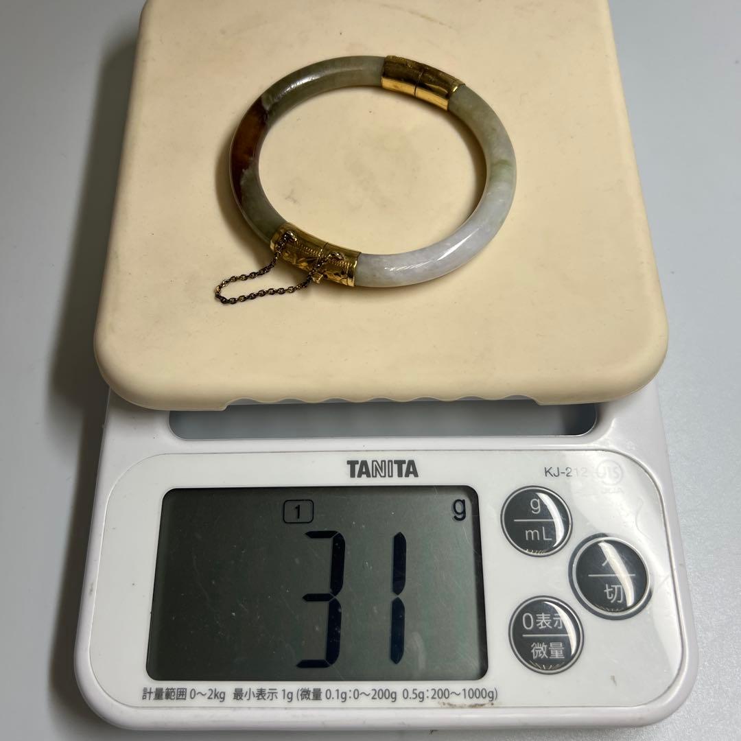 14K刻印　翡翠バングル　31g 東Y8-0109☆2Fトヒチサ