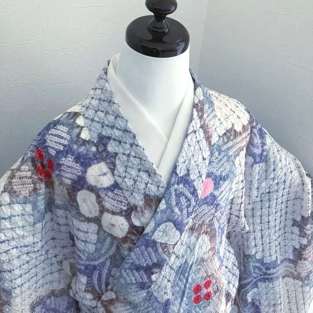 有松鳴海絞り・蜘蛛絞り　浴衣　手縫い　絞り浴衣　身丈156cm No.2-15