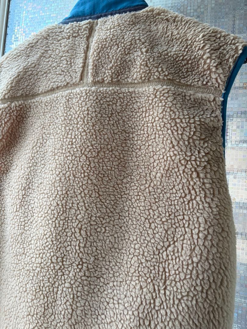 【極美品】レトロx パタゴニア フリース ベスト S ベージュ/青ブルー