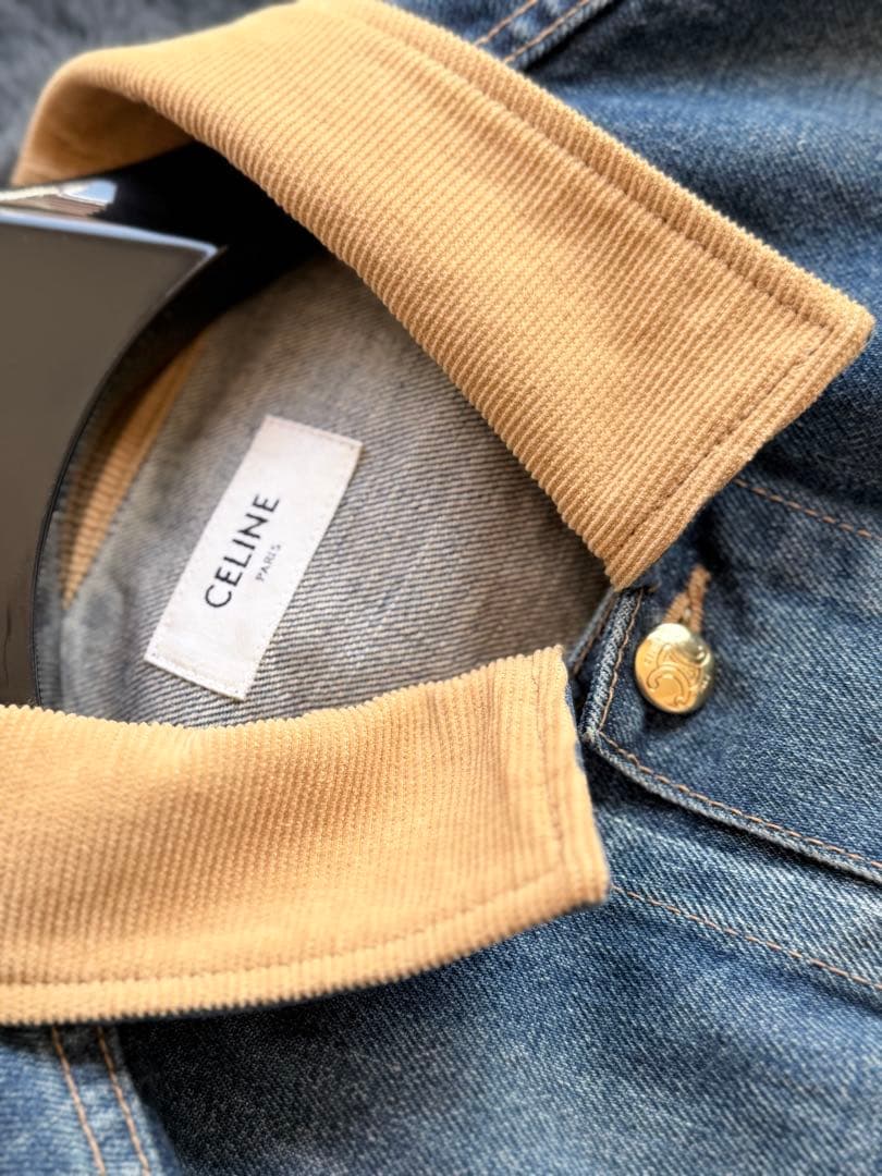 美品CELINE トラッカーデニムジャケット刺繍ロゴ