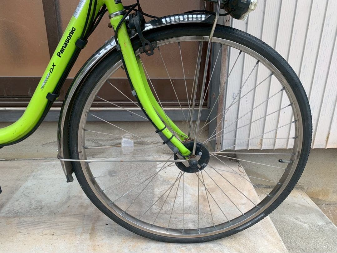 電動自転車　No.6802 パナソニック ビビDX 26インチ 黄緑　神戸　大阪