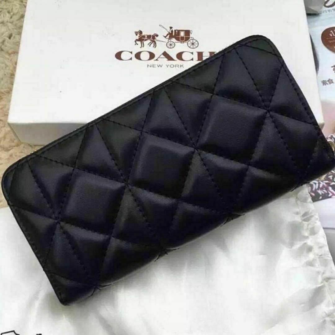 【ワケあり】COACH コーチ 財布 希少 キルティング ブラック レザー