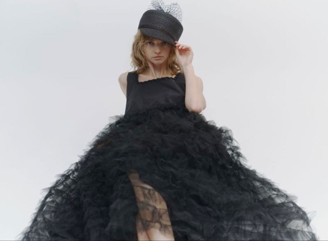 チュールリボン付きキャスケット Black ♡ hiand