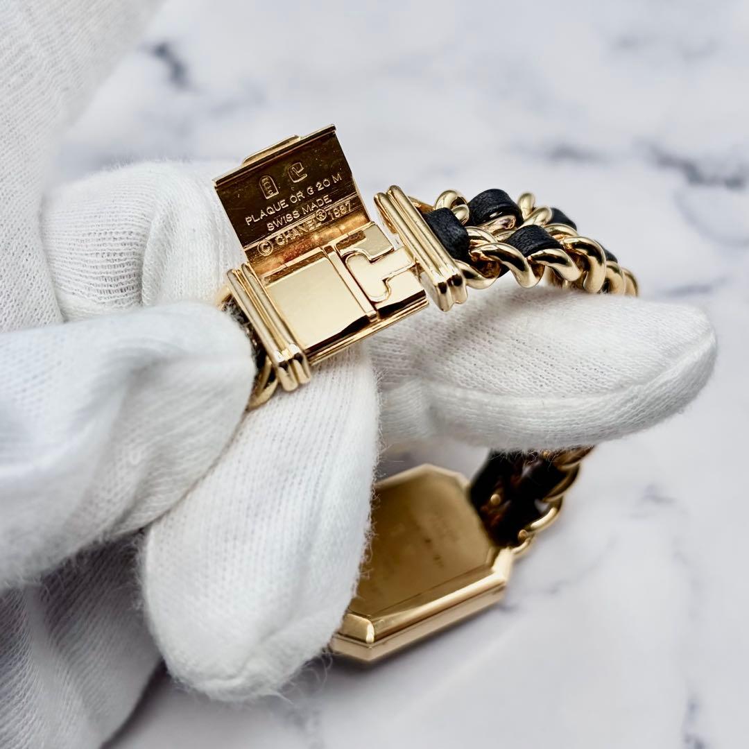 【OH&新品仕上げ済】シャネル プルミエール L ブラック文字盤 GP×革 極美