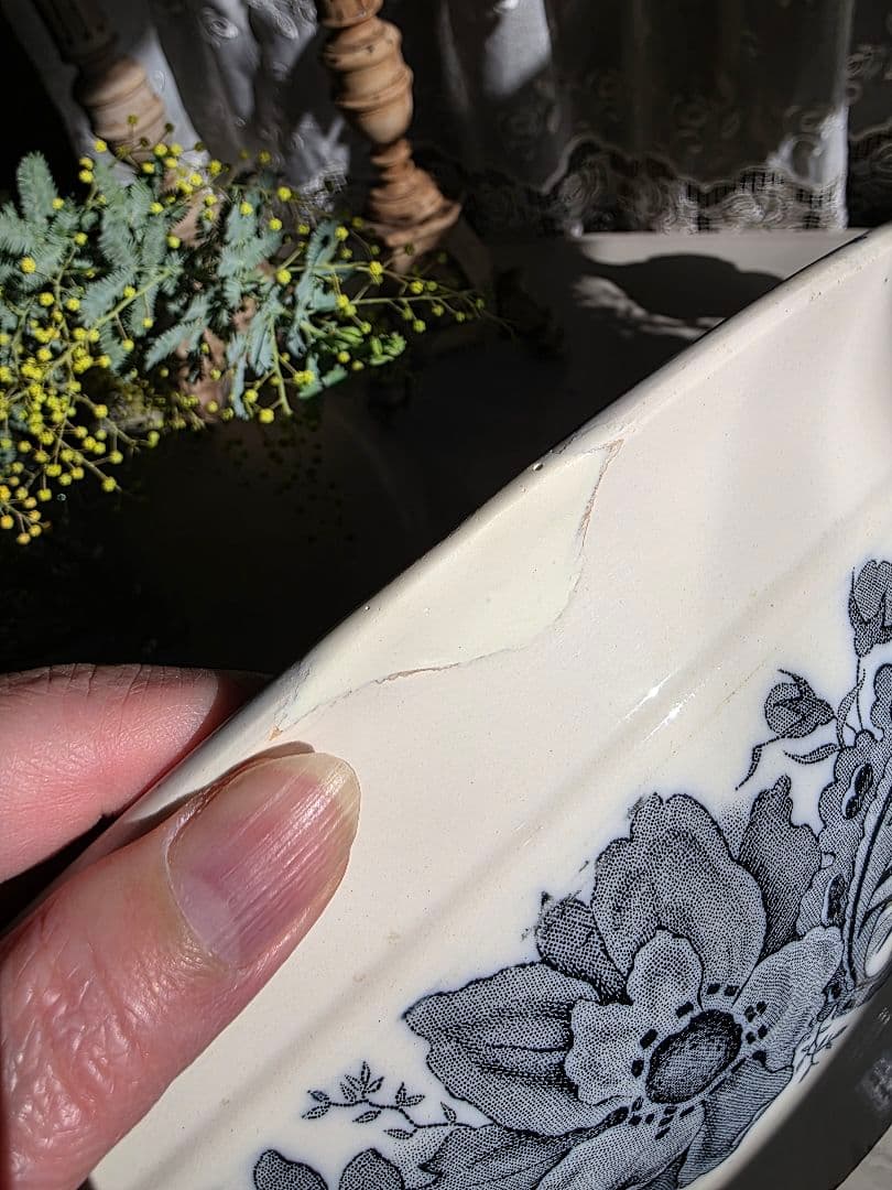 Saint-Amand窯のアンティークピシェとベイスン Anemoneアネモネ