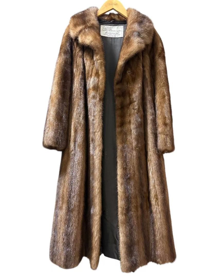 EMBA エンバ　パステルミンク　柔らか　ミンクコート　本毛皮　ファー　ロング丈