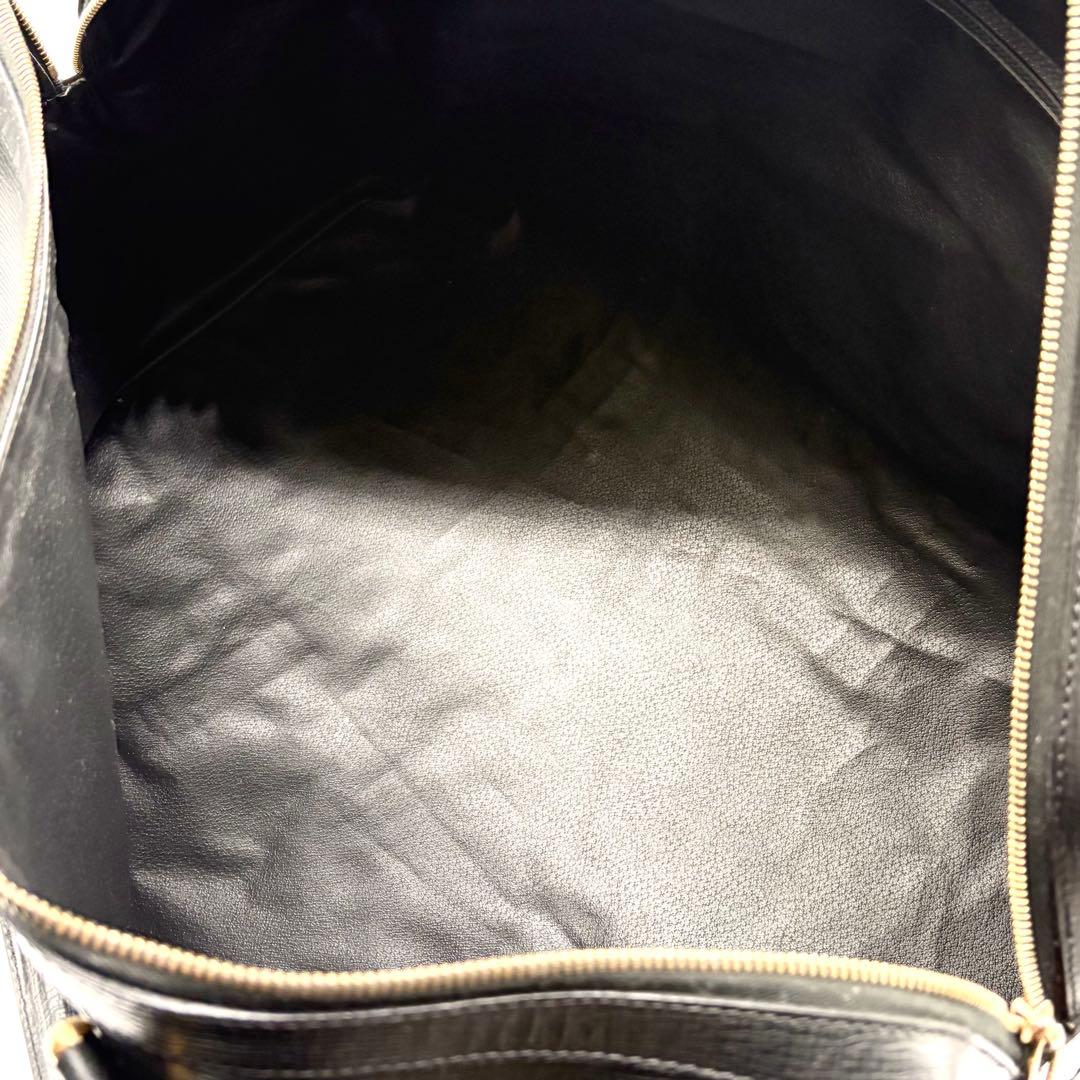 【美品】セリーヌ ボストンバッグ トリオンフ レザー ブラック 大容量