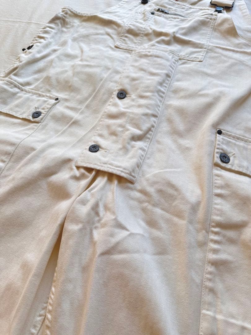 Nigel Cabourn LYBROオーバーオール ヘリンボーン　52 白