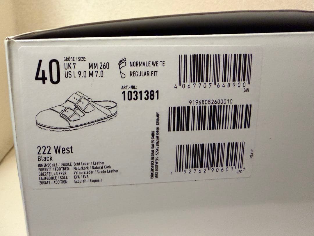 ビルケンシュトック 1774 222 ウエスト スエード 26cm サンダル