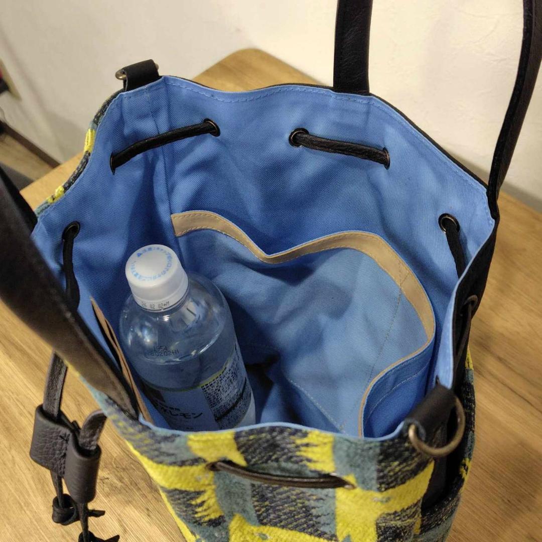 ミナペルホネン/thoroughbredサラブレットマスタード/巾着Lサイズショ