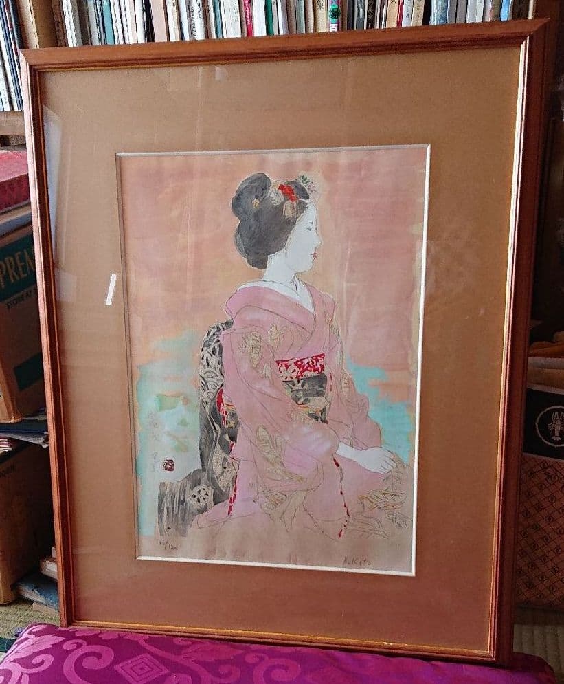 鬼頭鍋三郎舞妓木版画