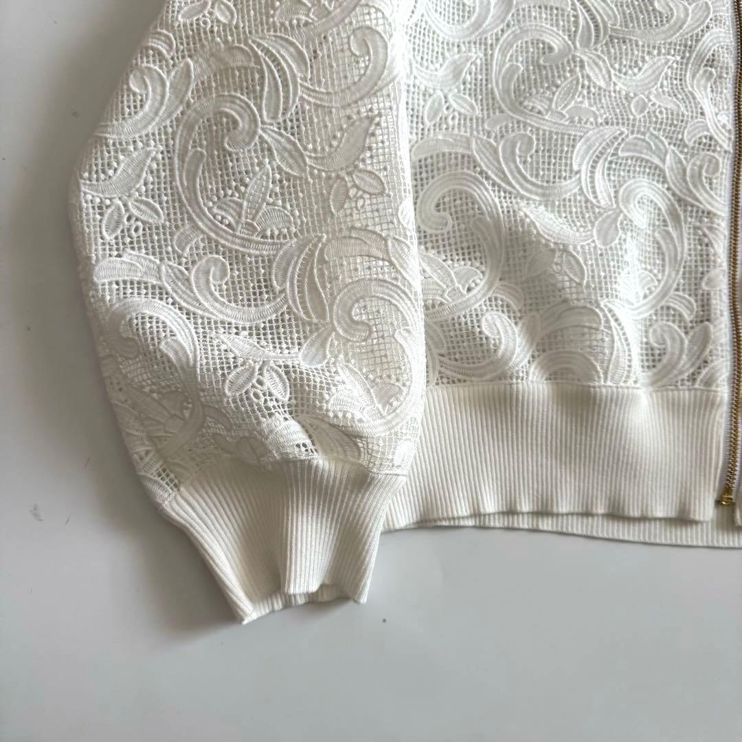 極美品　2024 ANAYI レースブルゾン　フルールジップブルゾン　羽織