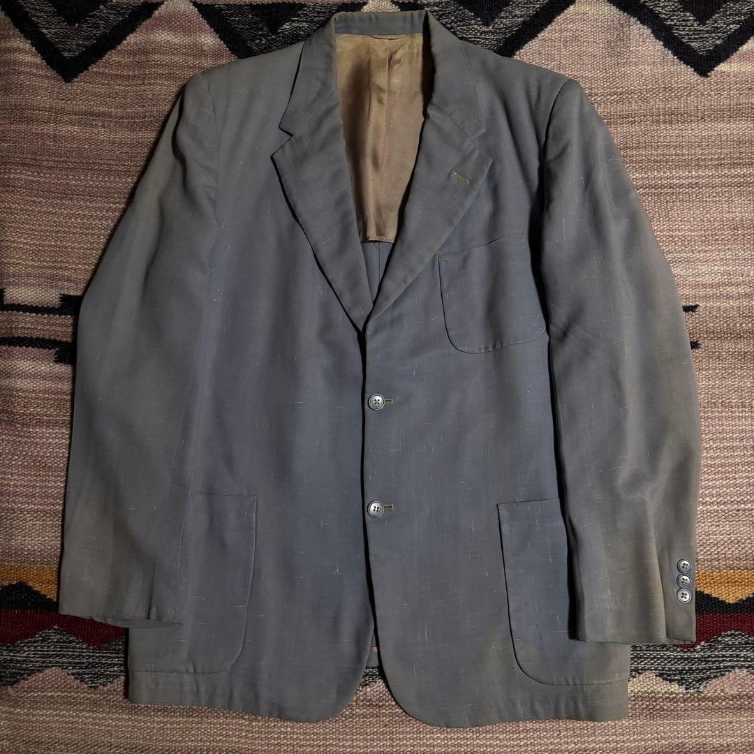 50s レーヨンギャバ　テーラード　ナッソージャケット　カスリ　ギャバジャン