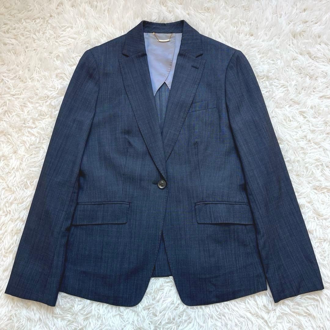 美品　ニューヨーカー　シルク混　スカートスーツ　ネイビー　背抜き　11号